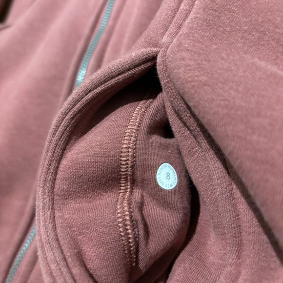 Lululemon Thick Fleece Zip Hoodie Smoky Red Size 8 Cropped Sweater - Picture 4 of 6